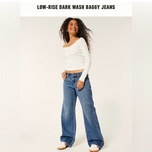 Hollister Low-Rise Raw Hem Baggy Jeans